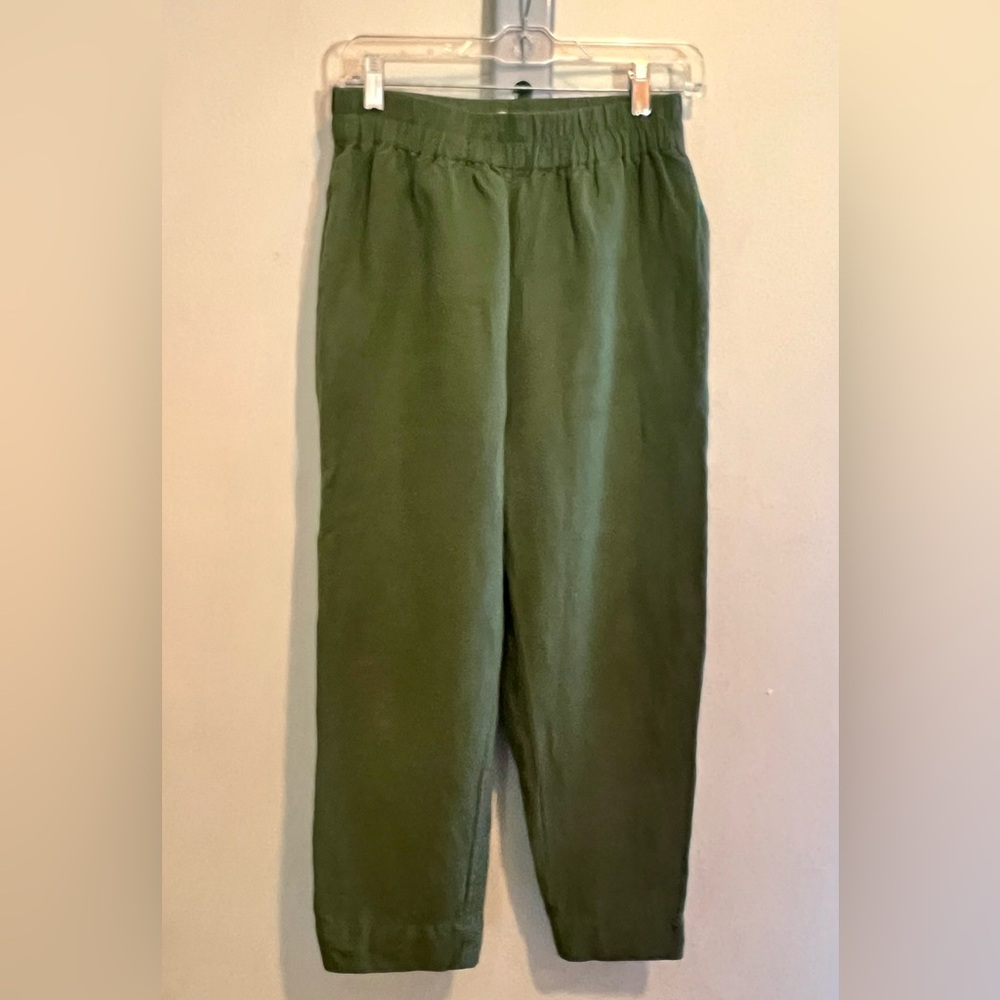 Madewell Olive Linen-blend Cropped Pants, XS